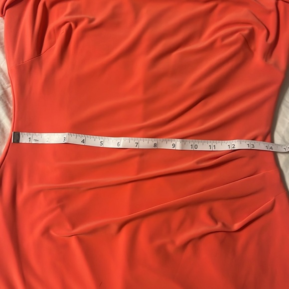 NWT Lauren Ralph Lauren Coral Orange Poppy Mock-Neck Overlay Sheath Dress Size 8 - Picture 13 of 16